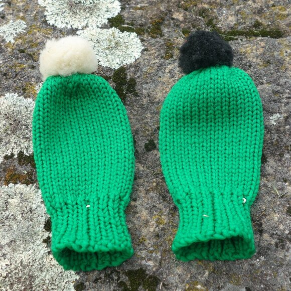 Set of Two(2) Vintage Green Club Covers with Black and White Pom Pom - Picture 1 of 10